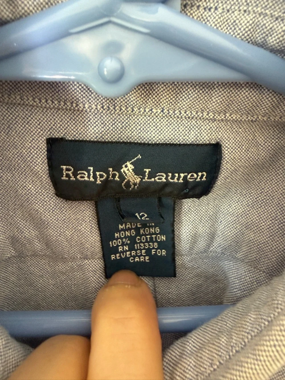 Vintage Ralph Lauren Blue Collar Button Down Oxford Boys Size‎ 12